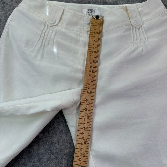 Ann Taylor‎ Loft Womens 4P White Linen Capri Lined Pant - Picture 4 of 7